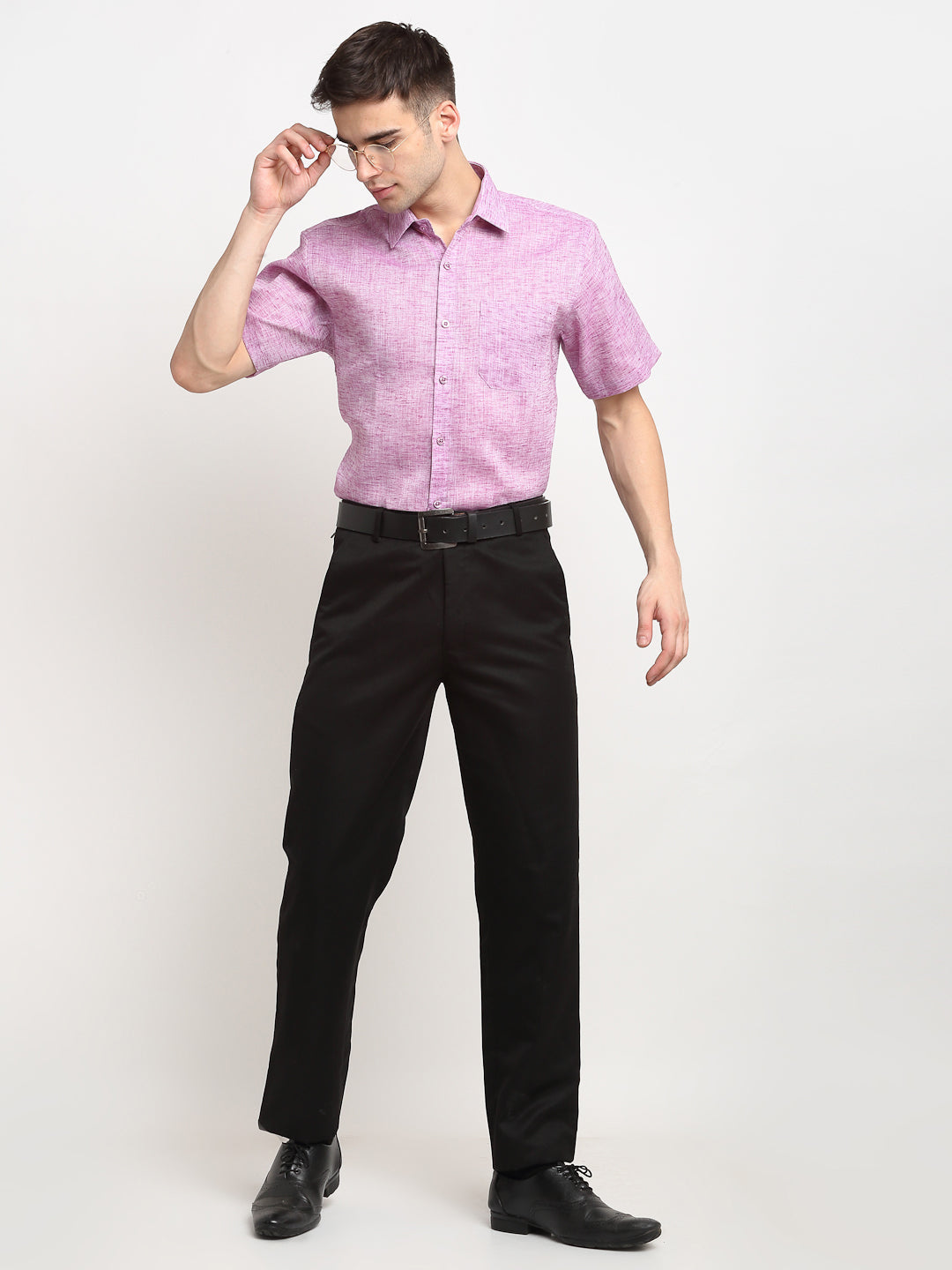 Men's Purple Solid Cotton Half Sleeves Formal Shirt ( SF 783Purple )