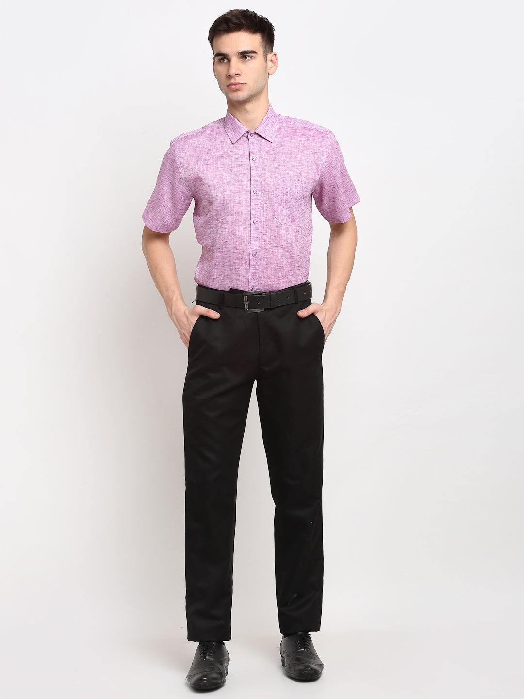 Men's Purple Solid Cotton Half Sleeves Formal Shirt ( SF 783Purple )