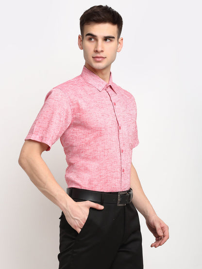 Men's Red Solid Cotton Half Sleeves Formal Shirt ( SF 783Red )