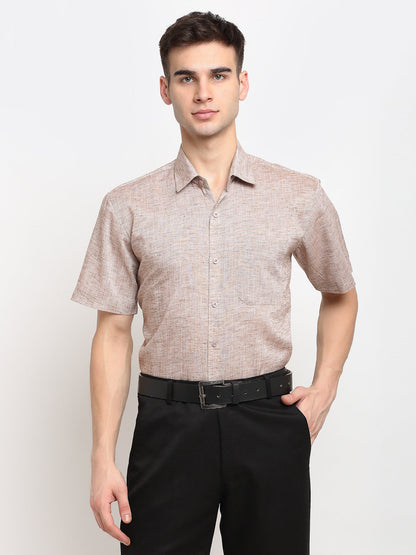 Men's Rust Solid Cotton Half Sleeves Formal Shirt ( SF 783Rust )