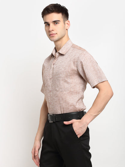 Men's Rust Solid Cotton Half Sleeves Formal Shirt ( SF 783Rust )