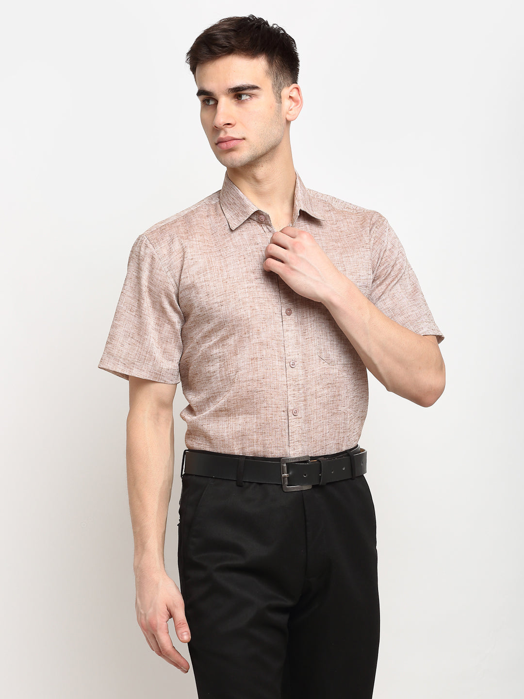 Men's Rust Solid Cotton Half Sleeves Formal Shirt ( SF 783Rust )