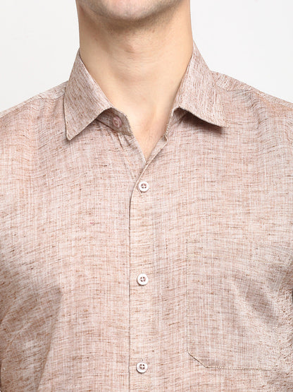 Men's Rust Solid Cotton Half Sleeves Formal Shirt ( SF 783Rust )