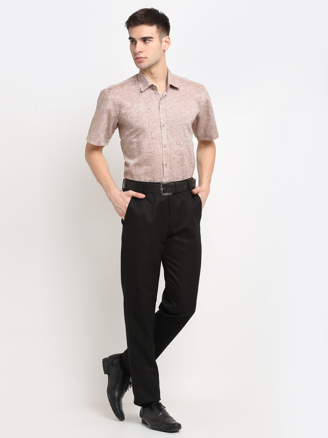 Men's Rust Solid Cotton Half Sleeves Formal Shirt ( SF 783Rust )