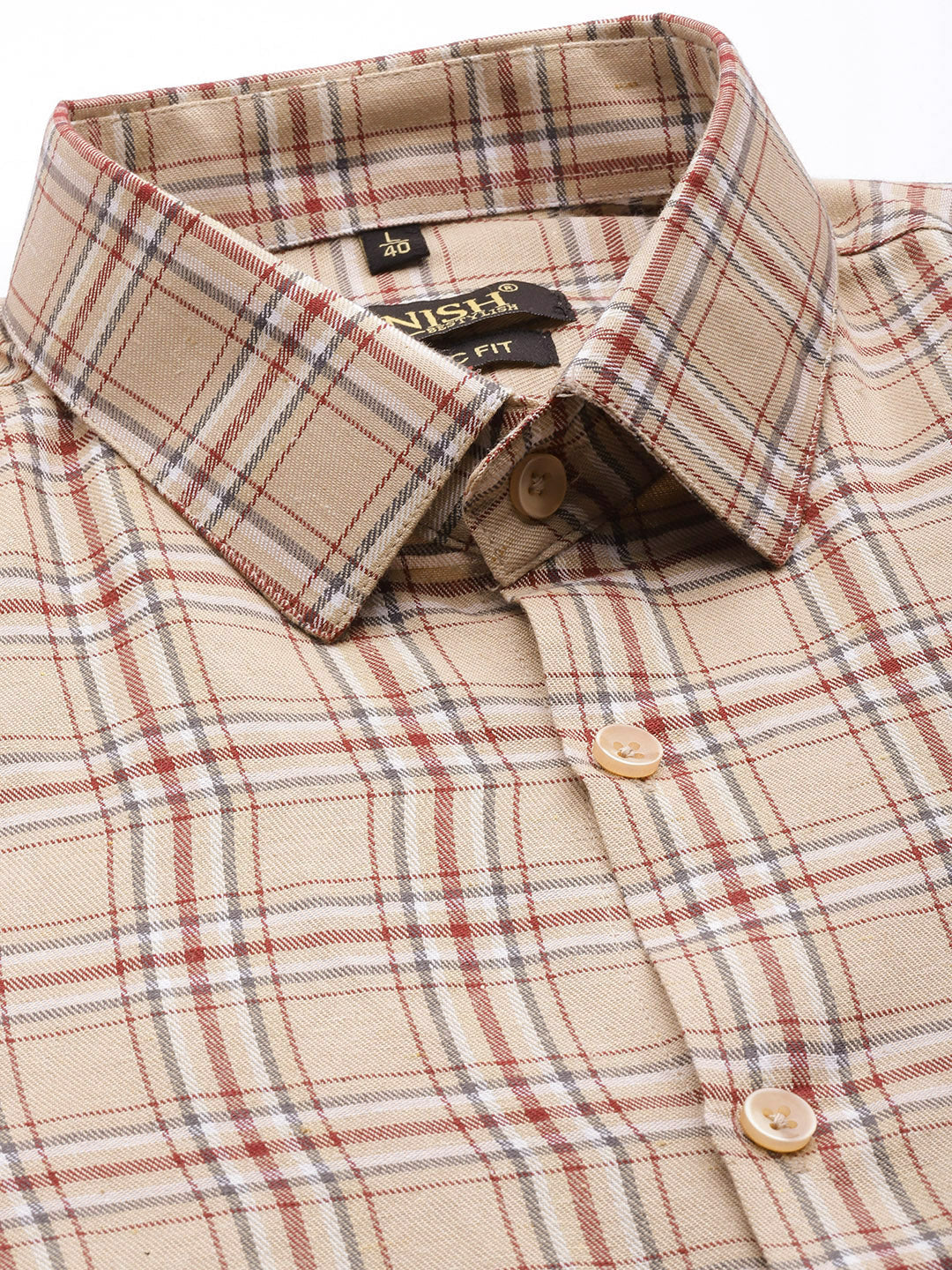 Men's Cotton Checked Formal Shirts ( SF 791Brown )