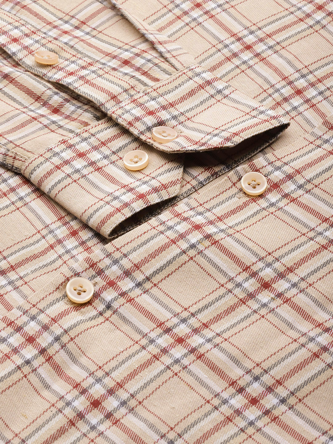 Men's Cotton Checked Formal Shirts ( SF 791Brown )