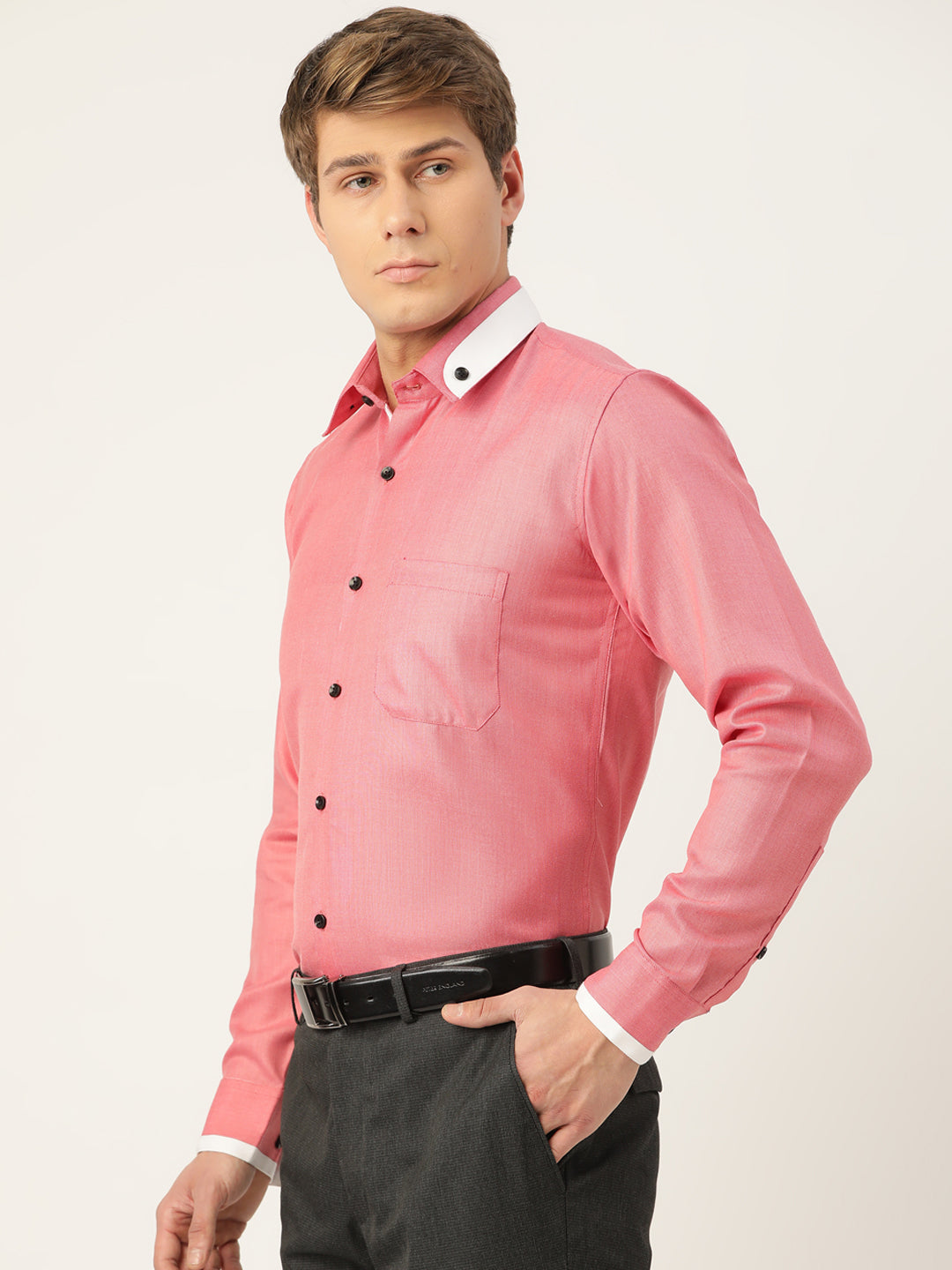 Men's  Cotton Solid Formal Shirts ( SF 796Red )