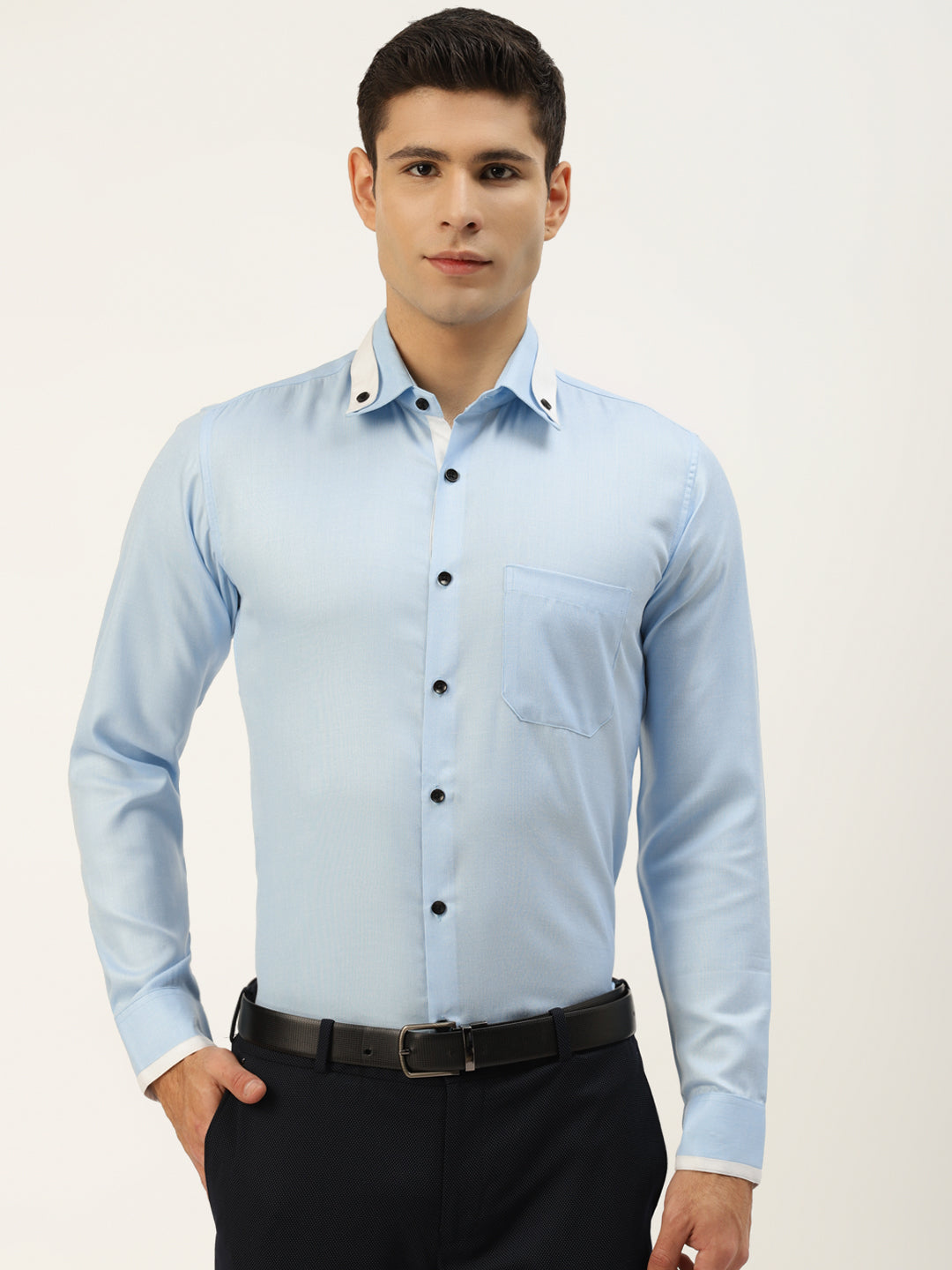 Men's  Cotton Solid Formal Shirts ( SF 796Sky )