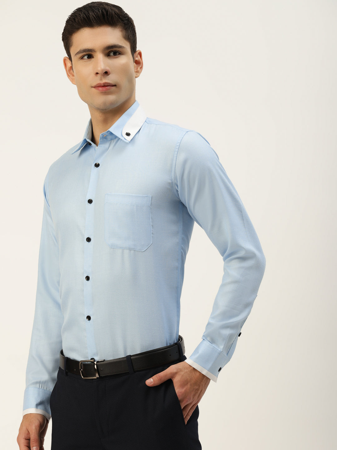 Men's  Cotton Solid Formal Shirts ( SF 796Sky )