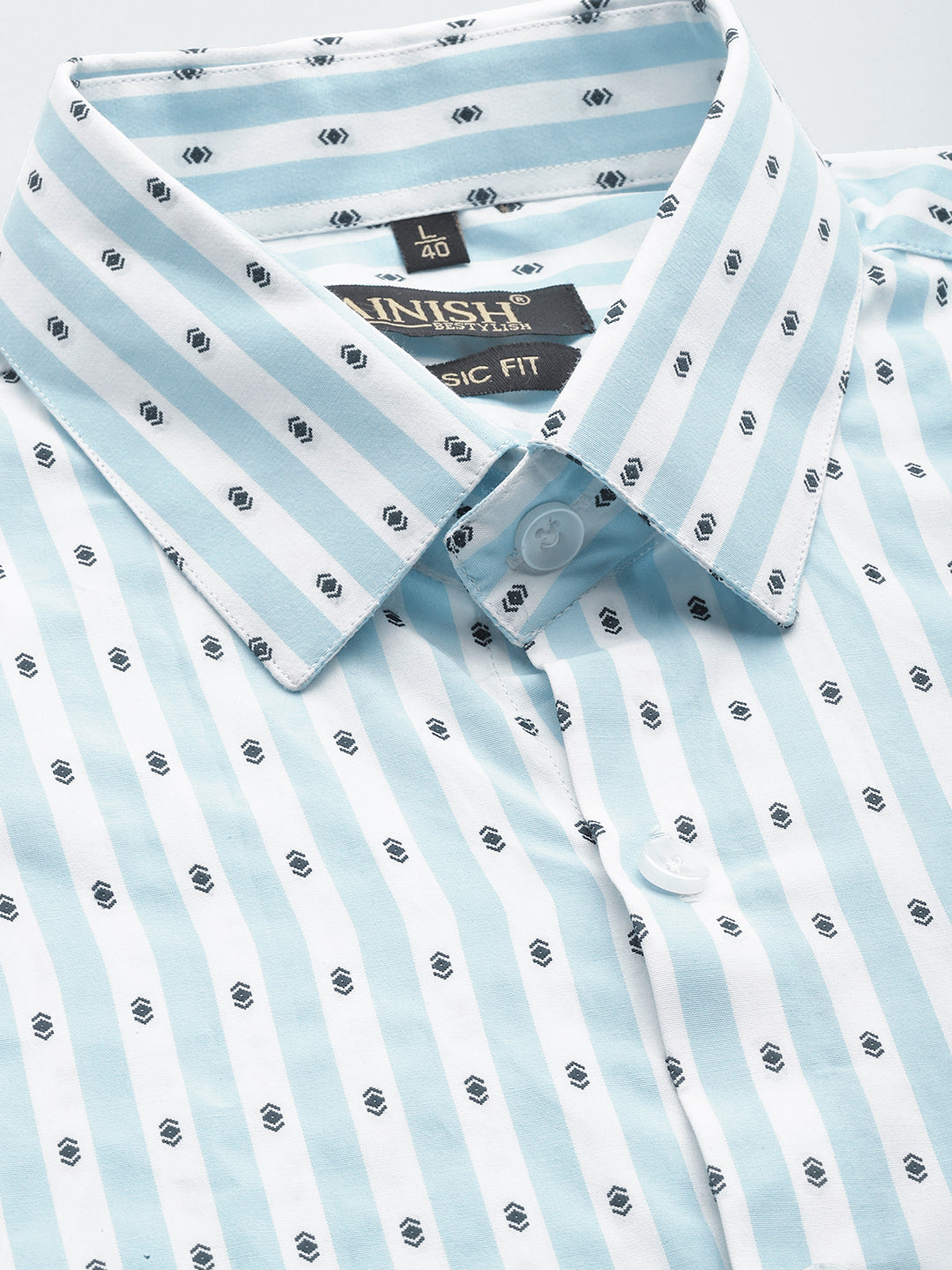 Men's Cotton Striped Formal Shirts ( SF 801Sky )