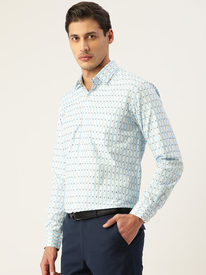 Men's Cotton Striped Formal Shirts ( SF 801Sky )