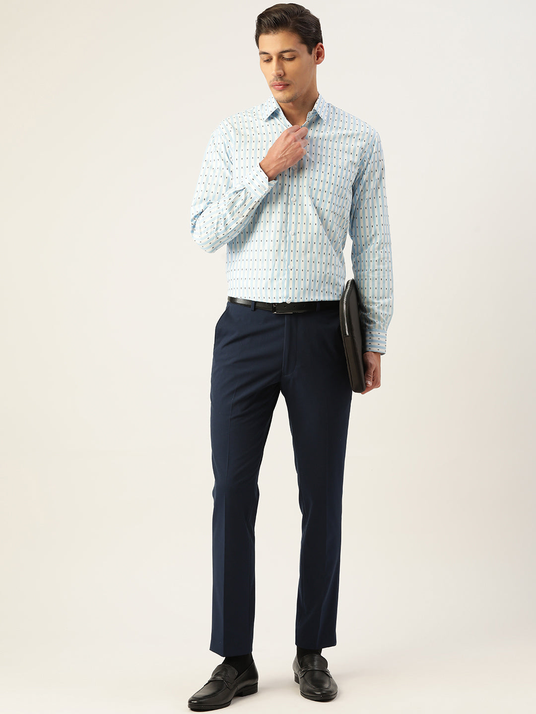 Men's Cotton Striped Formal Shirts ( SF 801Sky )