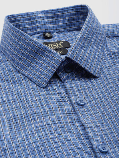 Men's Cotton Checked Formal Shirts ( SF 804Blue )