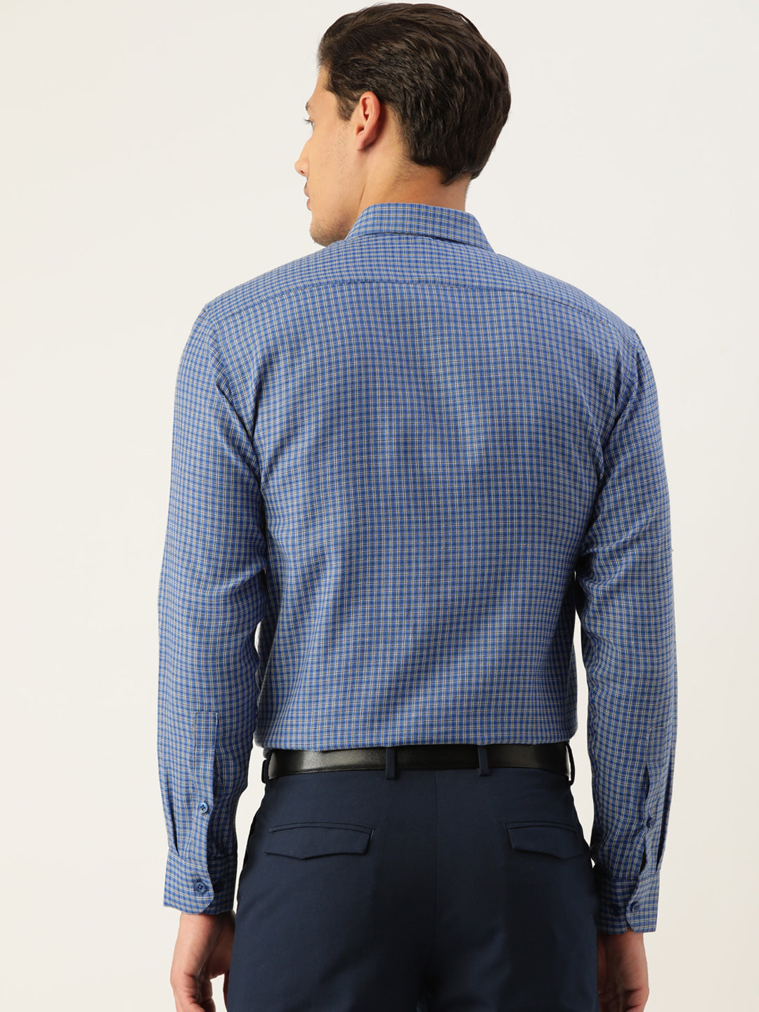 Men's Cotton Checked Formal Shirts ( SF 804Blue )