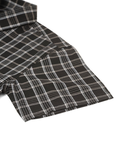 Men's Cotton Checked Half Sleeve Formal Shirts ( SF 808Black )