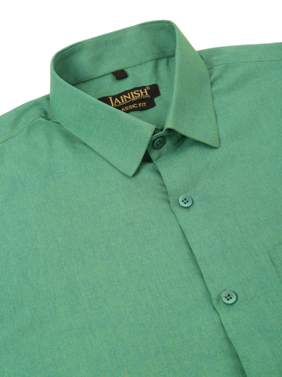 Men's Cotton Solid Half Sleeve Formal Shirts ( SF 811Green )