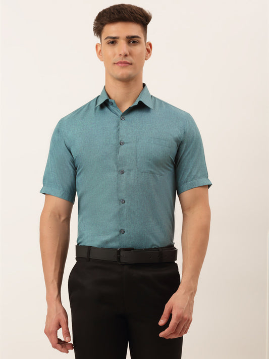 Men's Cotton Solid Half Sleeve Formal Shirts ( SF 811Grey )