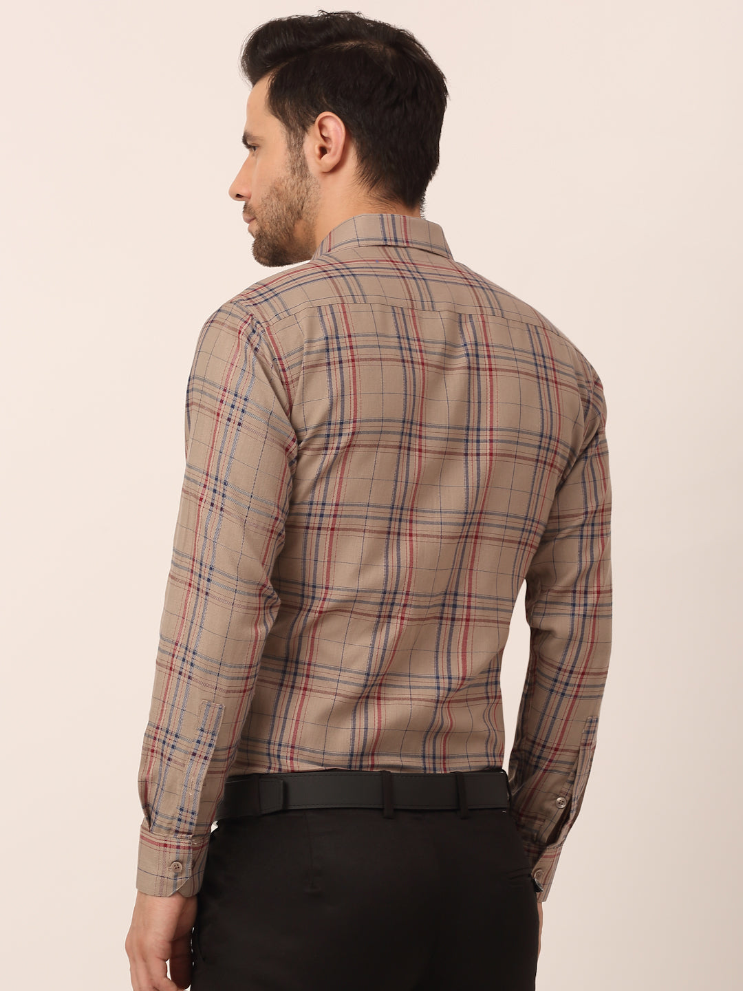 Men's Cotton Checked Formal Shirts ( SF 819Brown )