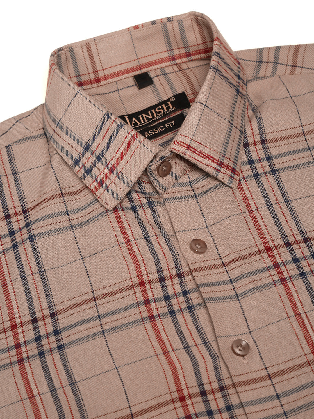 Men's Cotton Checked Formal Shirts ( SF 819Brown )