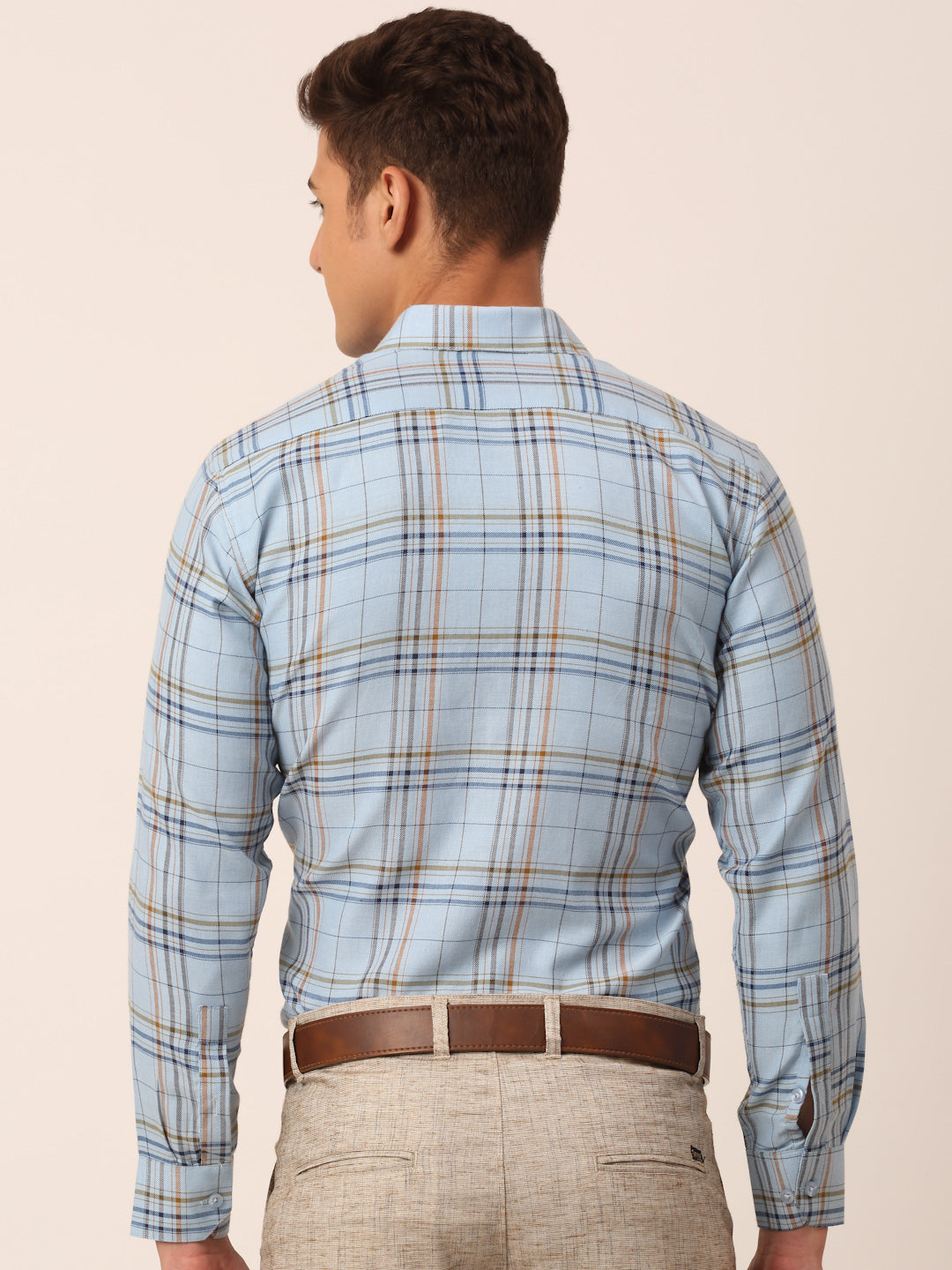 Men's Cotton Checked Formal Shirts ( SF 819Sky )