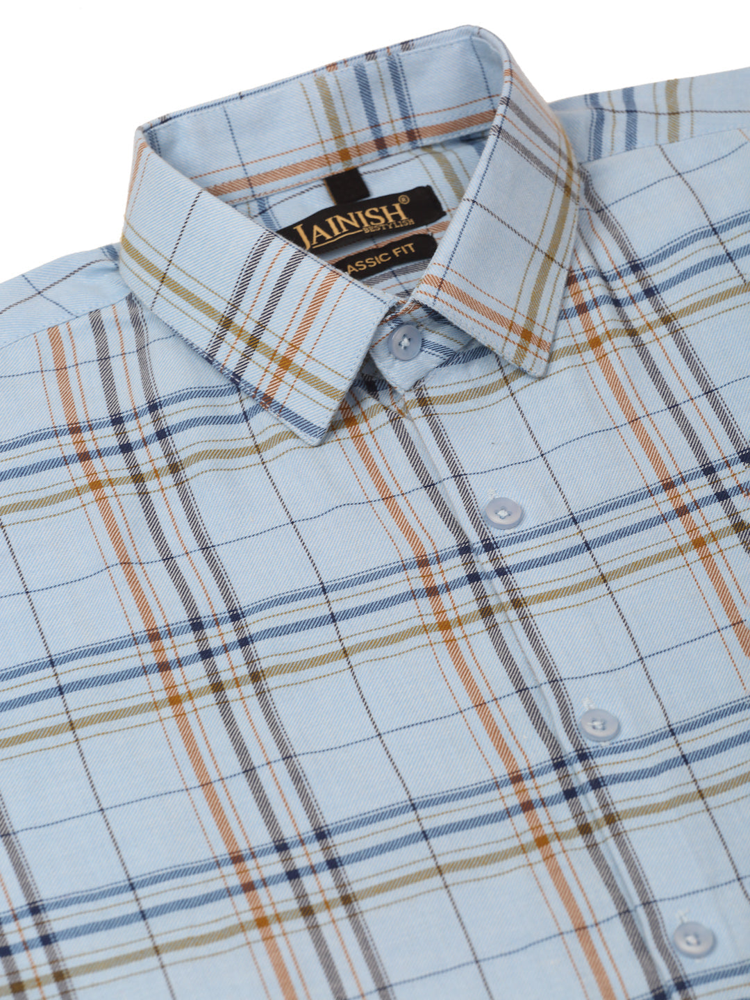 Men's Cotton Checked Formal Shirts ( SF 819Sky )