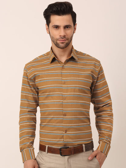 Men's  Cotton Striped Formal Shirts ( SF 820Mustard )