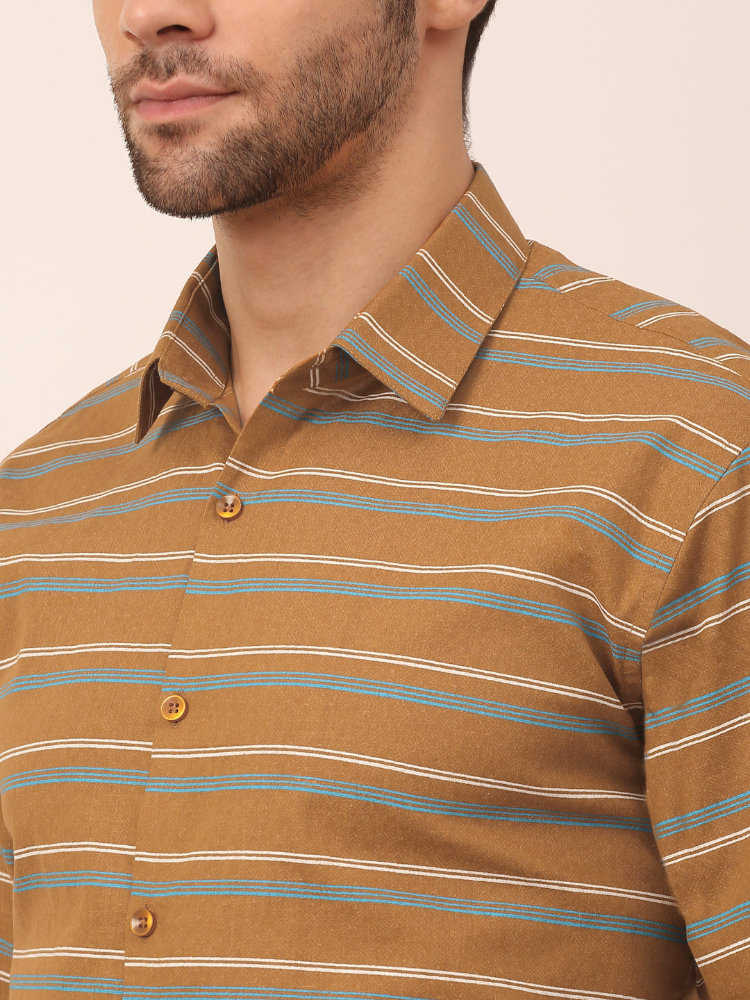 Men's  Cotton Striped Formal Shirts ( SF 820Mustard )