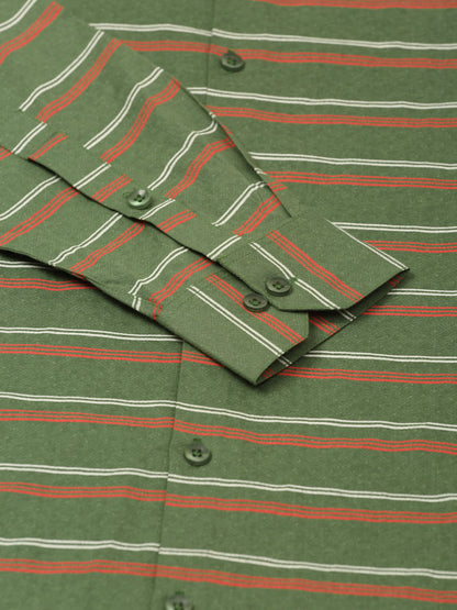 Men's  Cotton Striped Formal Shirts ( SF 820Olive )