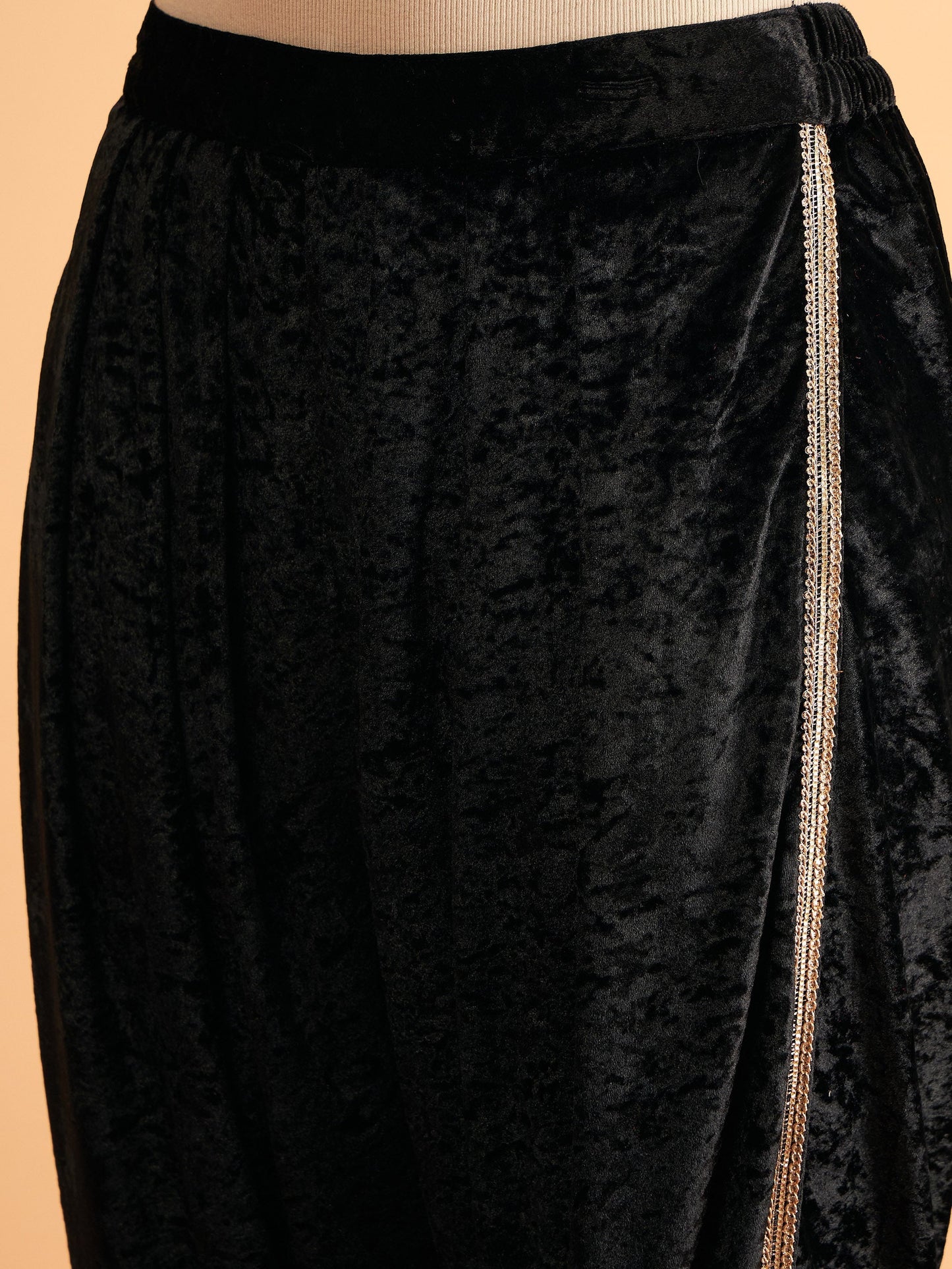 Women's Black Velvet Dhoti Pants