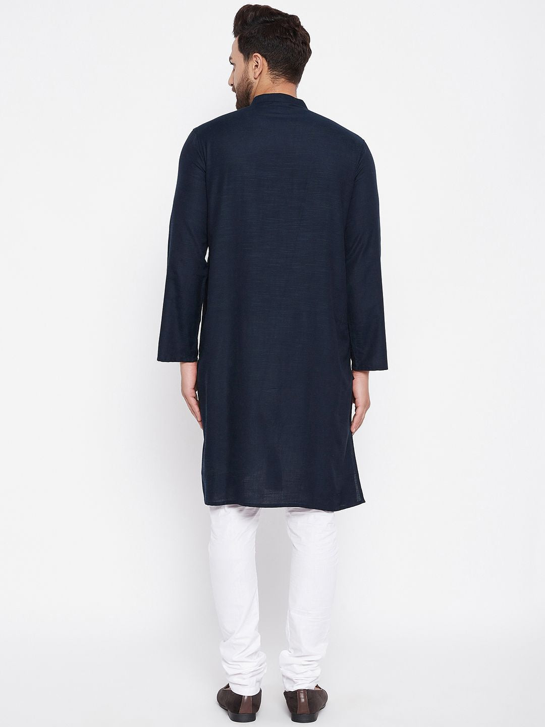 Men's Solid Blue Linen Kurta