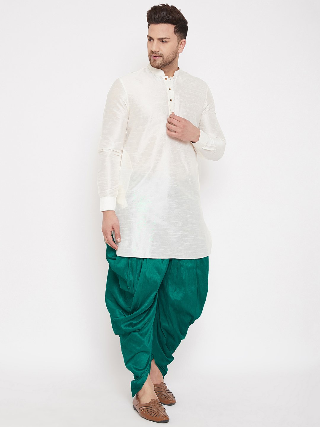 Men's Green Cowl Dhoti