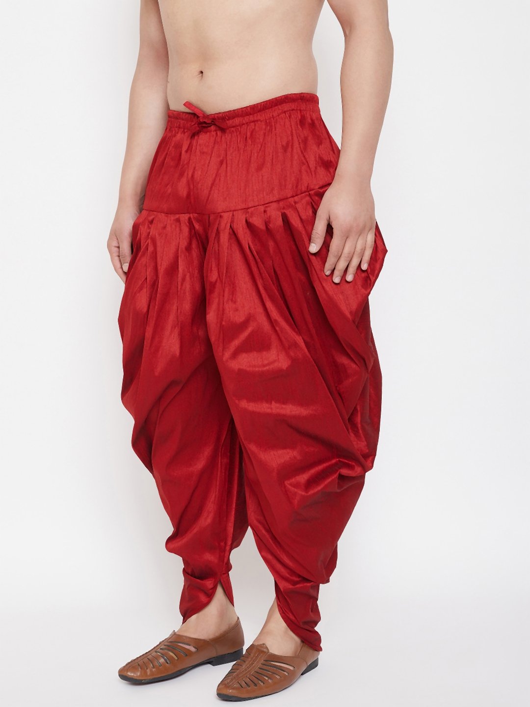 Men's Maroon Cowl Dhoti