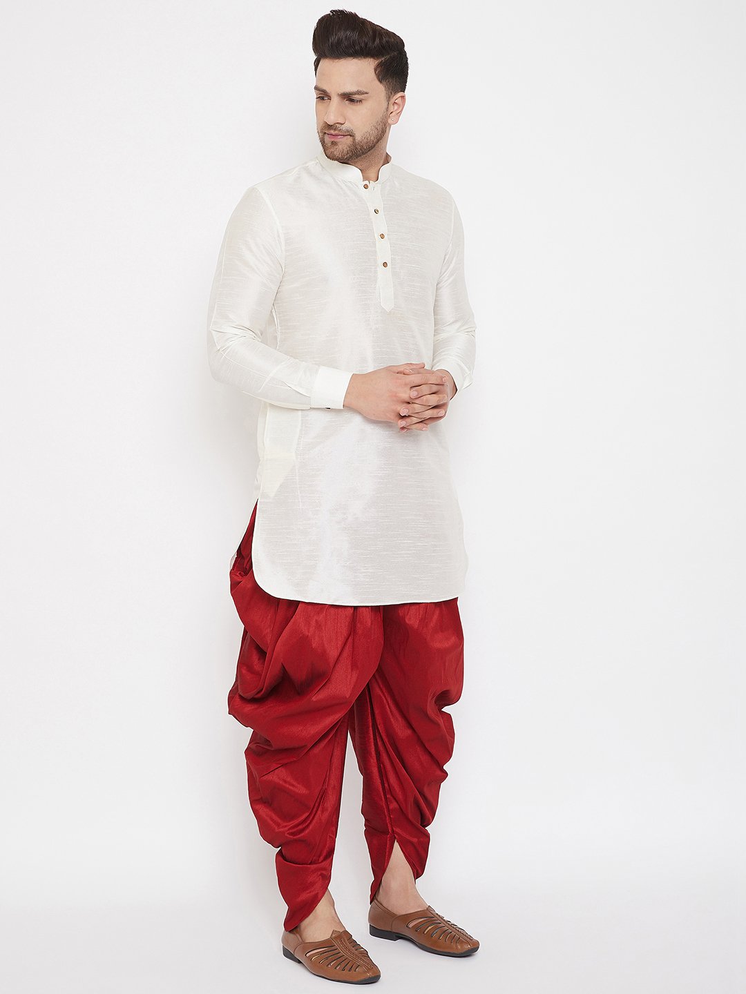 Men's Maroon Cowl Dhoti