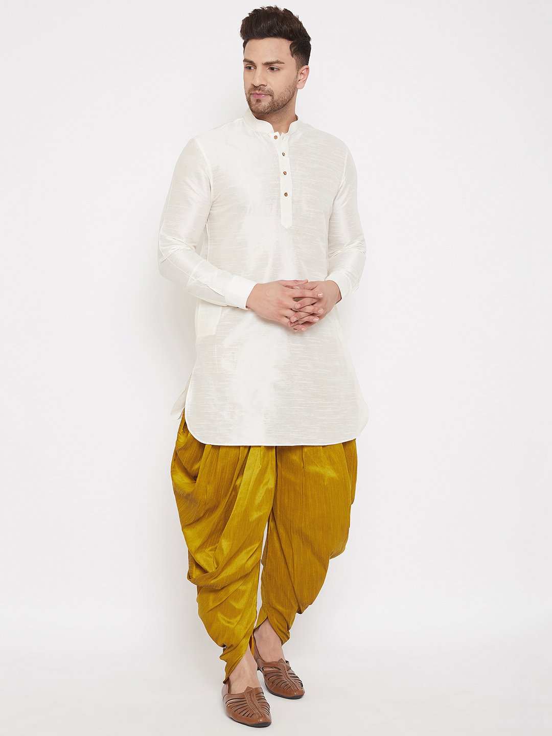 Men's Mustard Cowl Dhoti