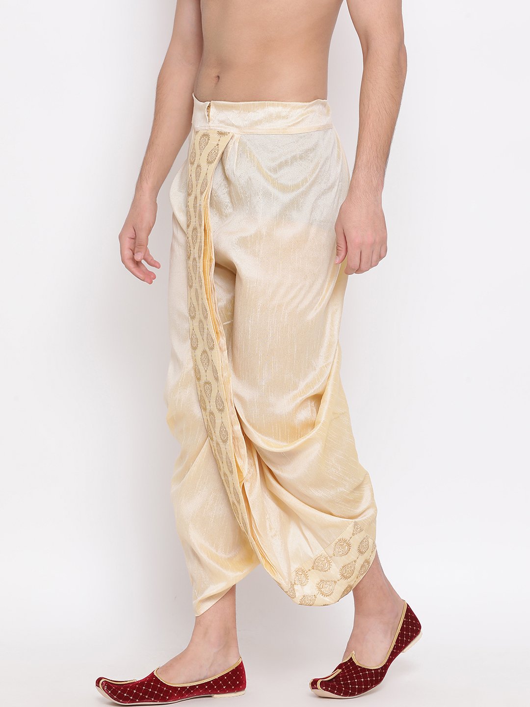 Men's Gold Embroidered Dhoti Pant