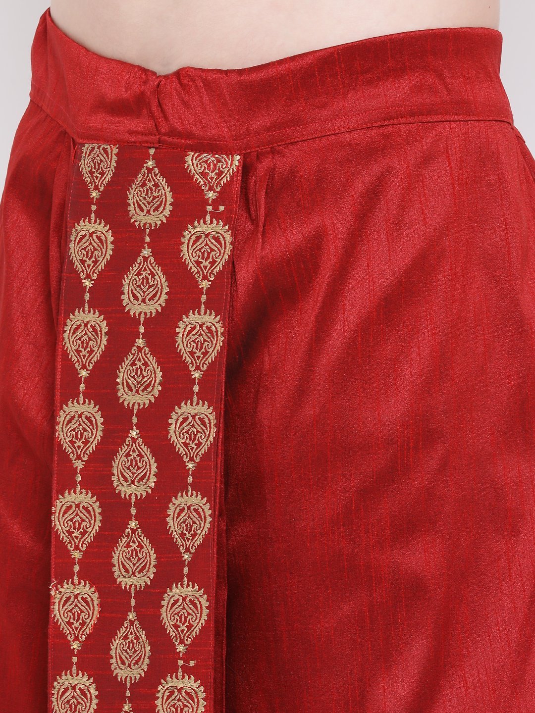 Men's Maroon Embroidered Dhoti Pant