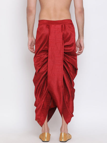 Men's Maroon Embroidered Dhoti Pant