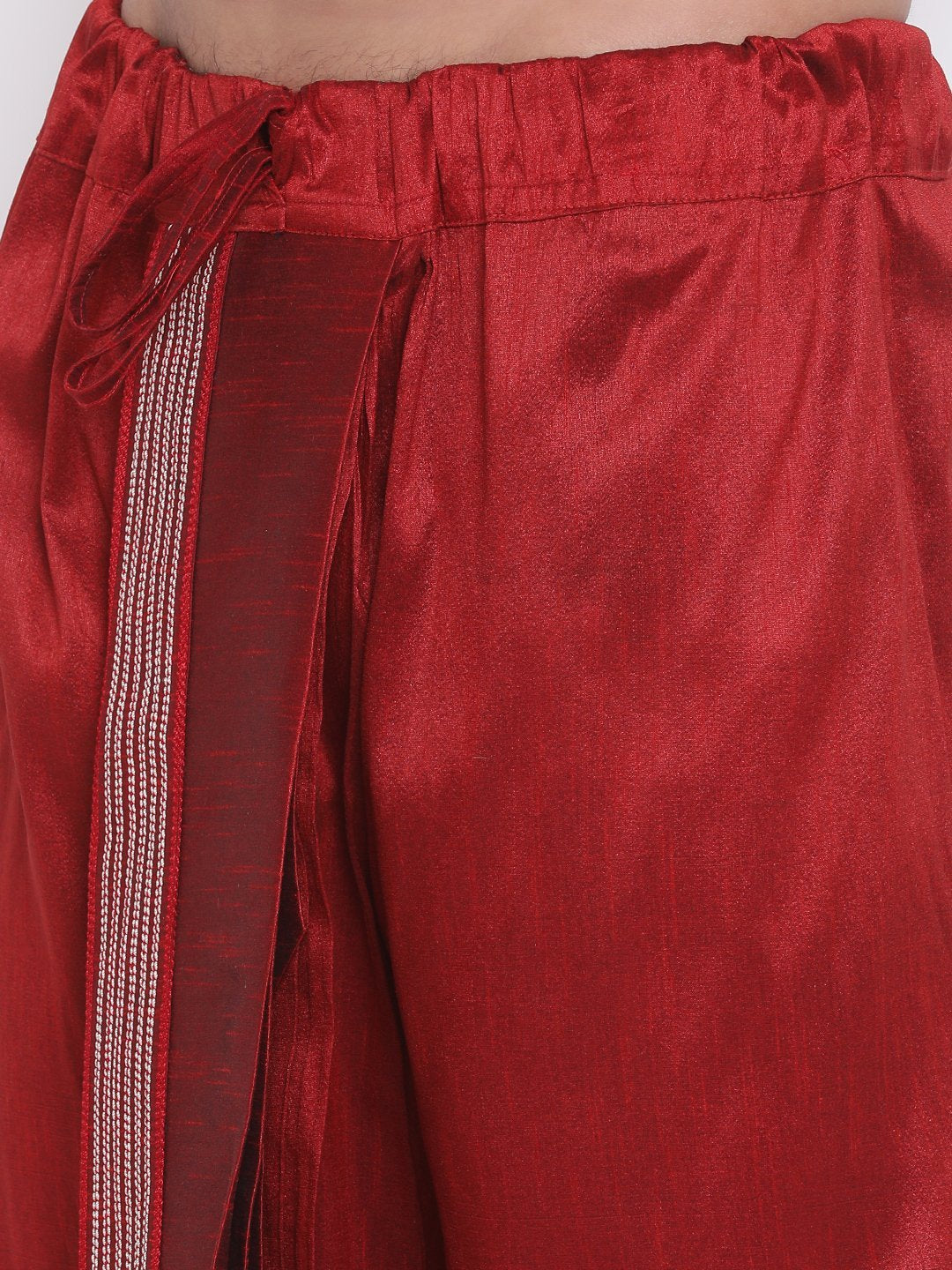 Men's Maroon Embroidered Dhoti Pant