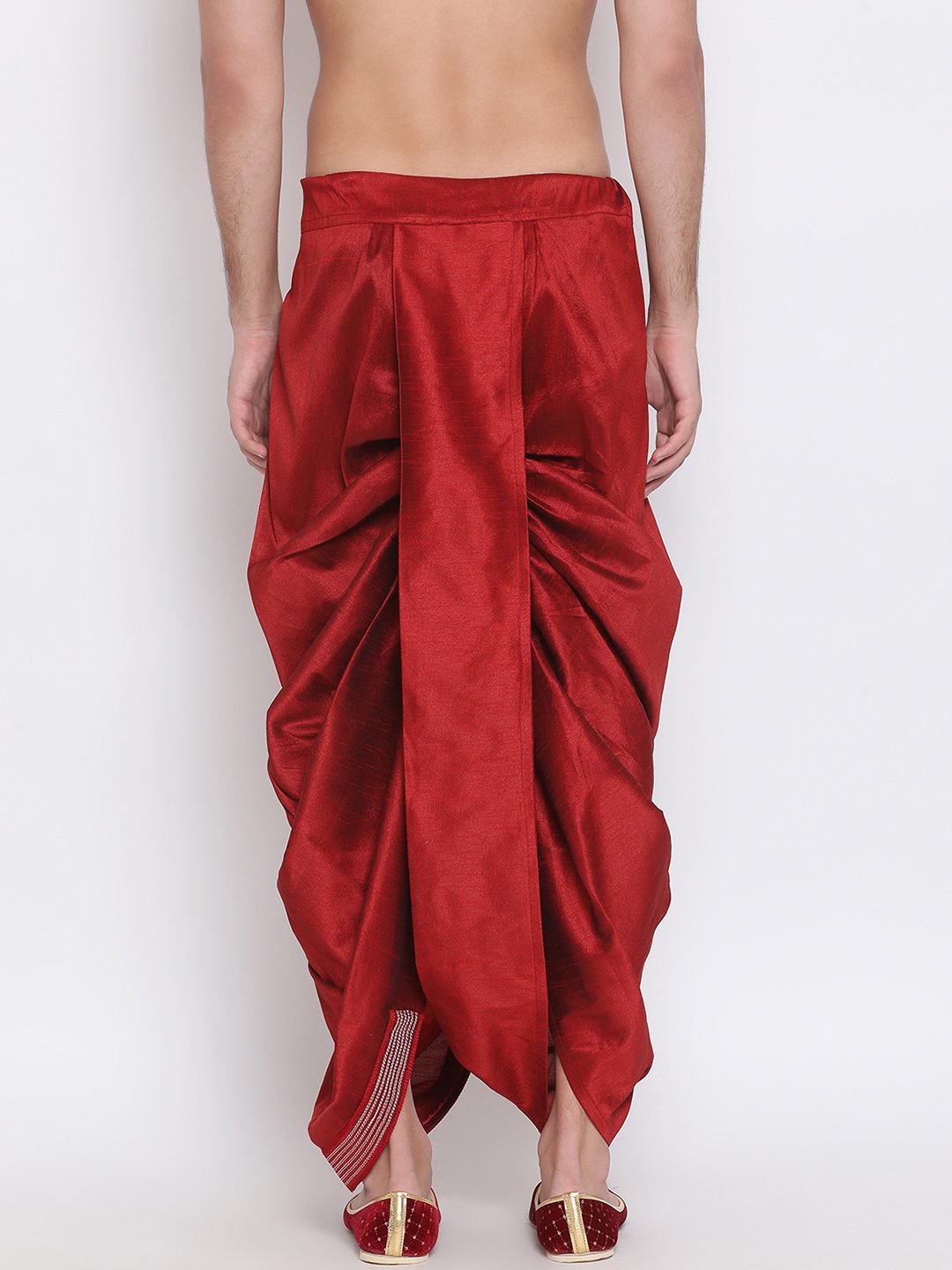 Men's Maroon Embroidered Dhoti Pant