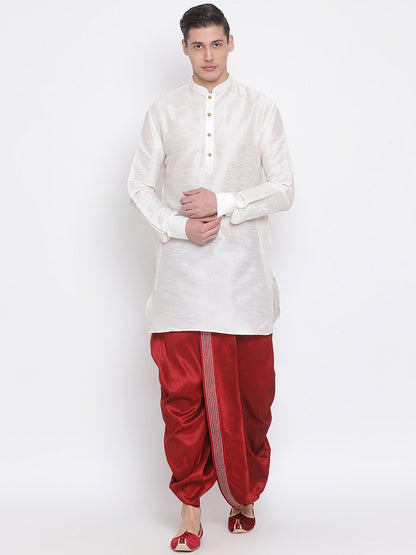 Men's Maroon Embroidered Dhoti Pant