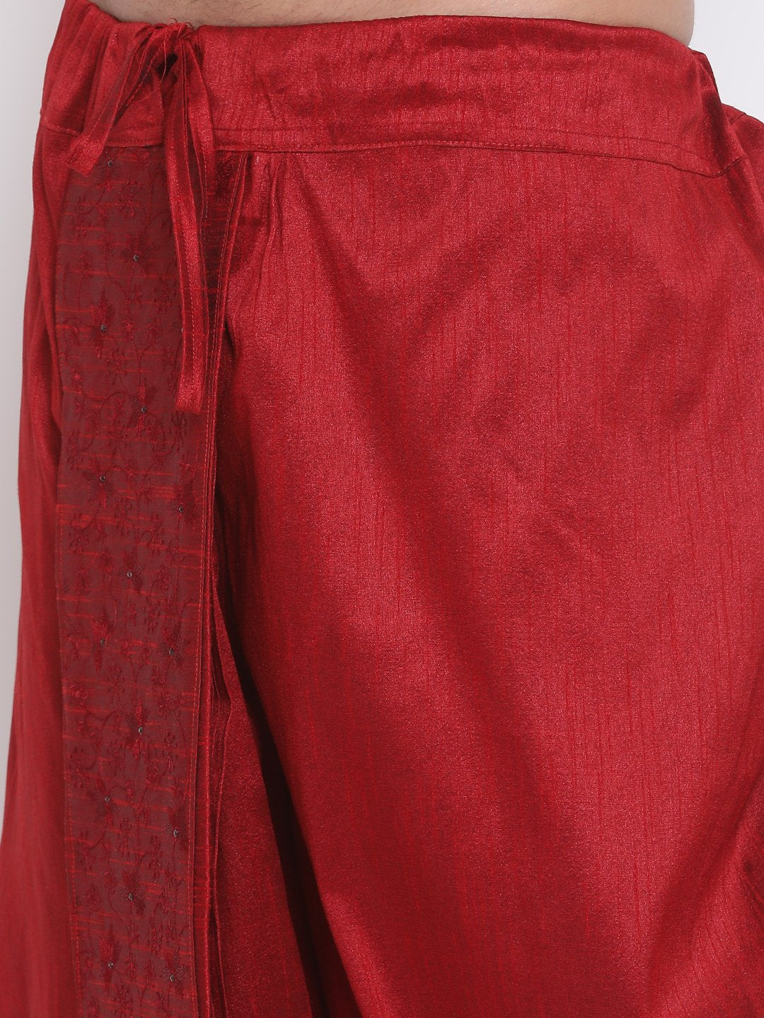 Men's Maroon Embroidered Dhoti Pant