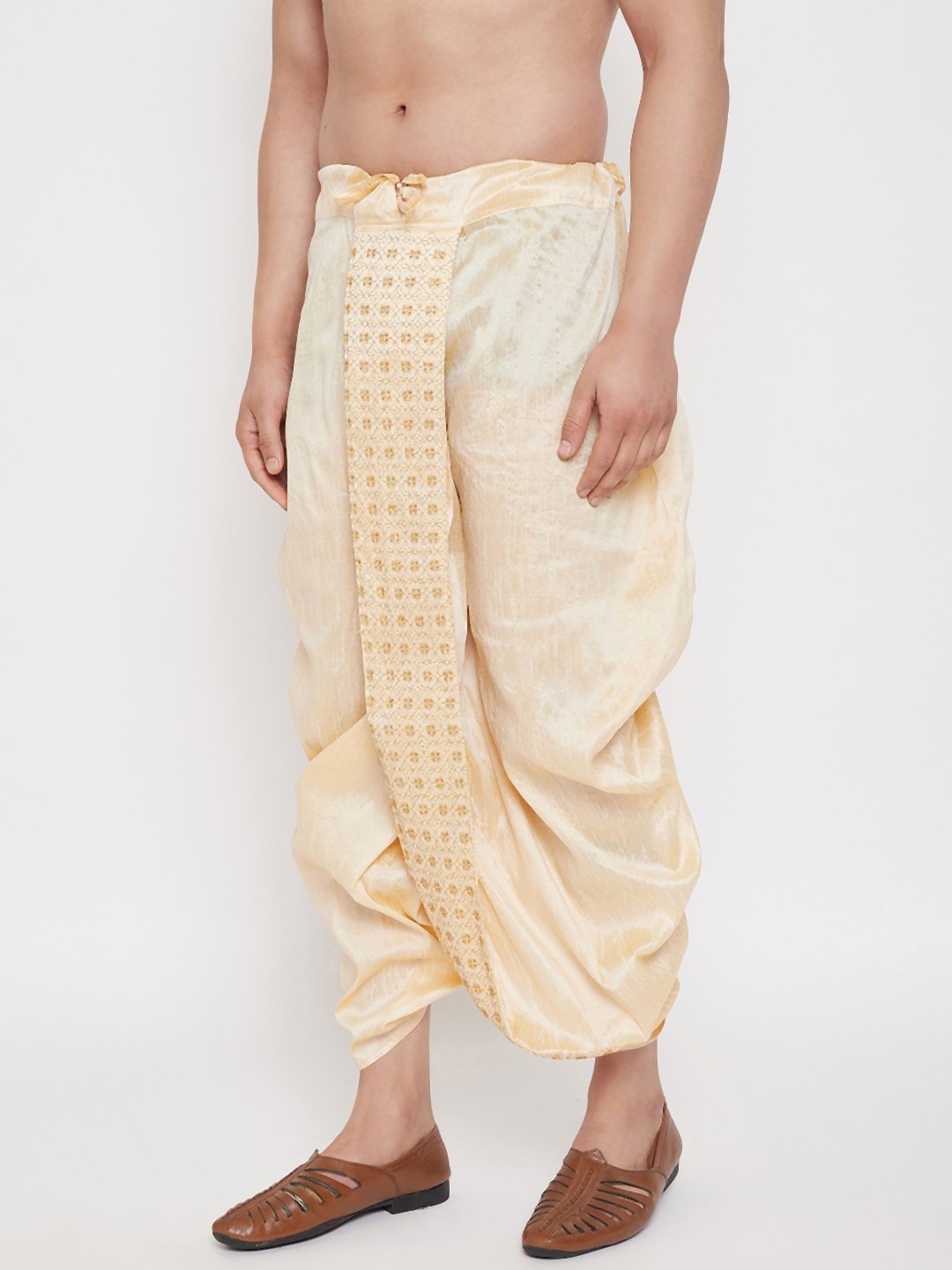 Men's Gold Embroidred Dhoti