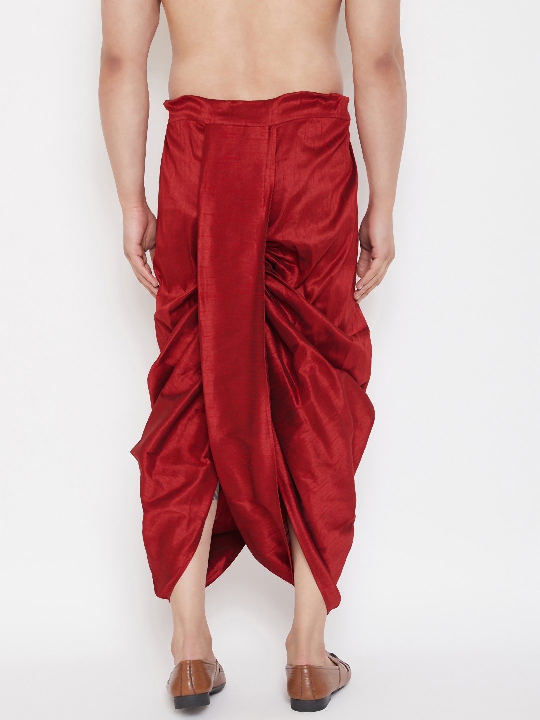 Men's Maroon Embroidred Dhoti