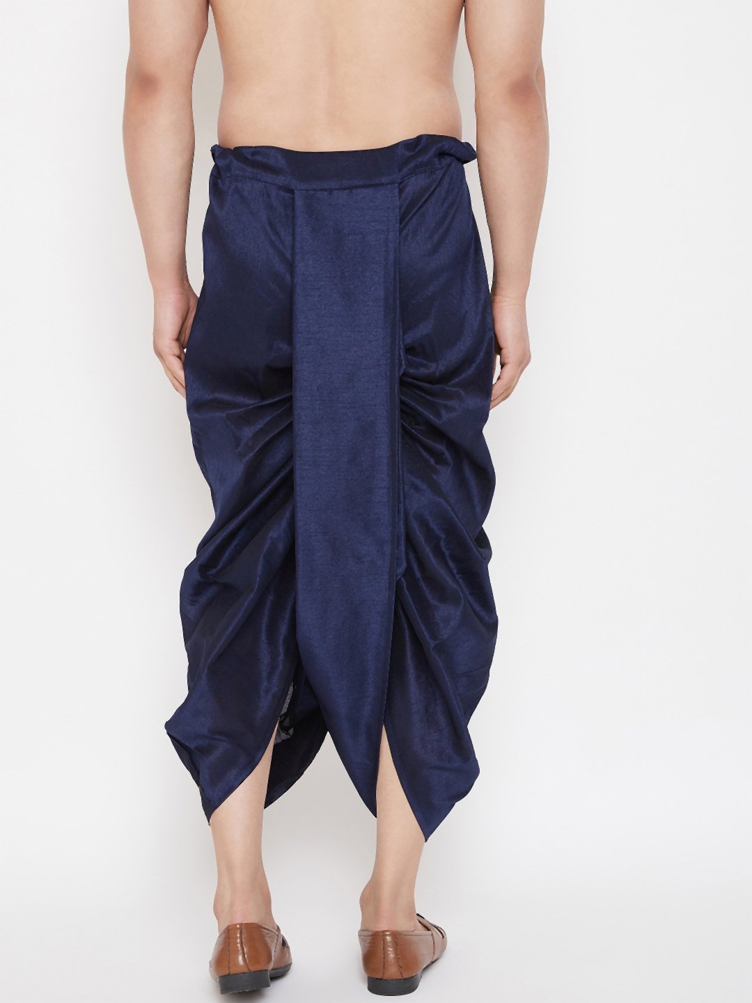 Men's Navy Blue Embroidred Dhoti