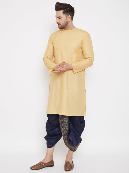 Men's Navy Blue Embroidred Dhoti