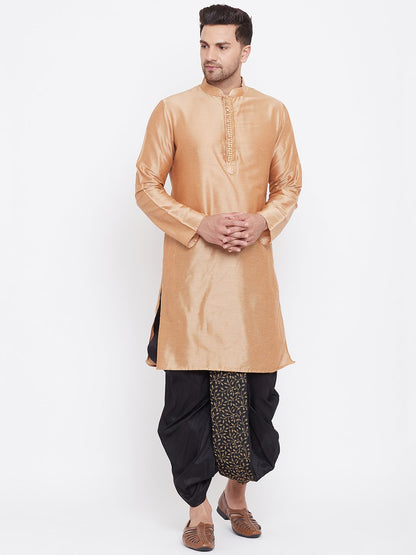 Men's Black Silk Blend Embroidered Dhoti