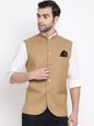 Men's Beige Cotton Blend Twill Nehru Jacket