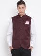 Men's Maroon Cotton Blend Twill Nehru Jacket