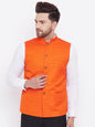 Men's Orange Silk Blend Nehru Jacket