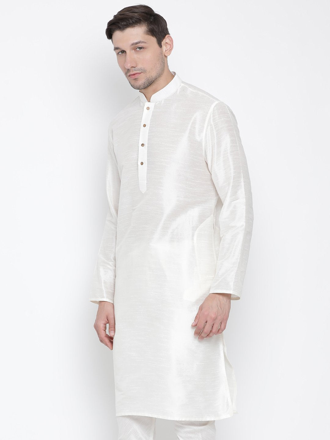 Men's White Silk Blend Kurta